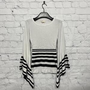 Vintage Y2K blu dahlia flare sleeves fitted striped sweater size s